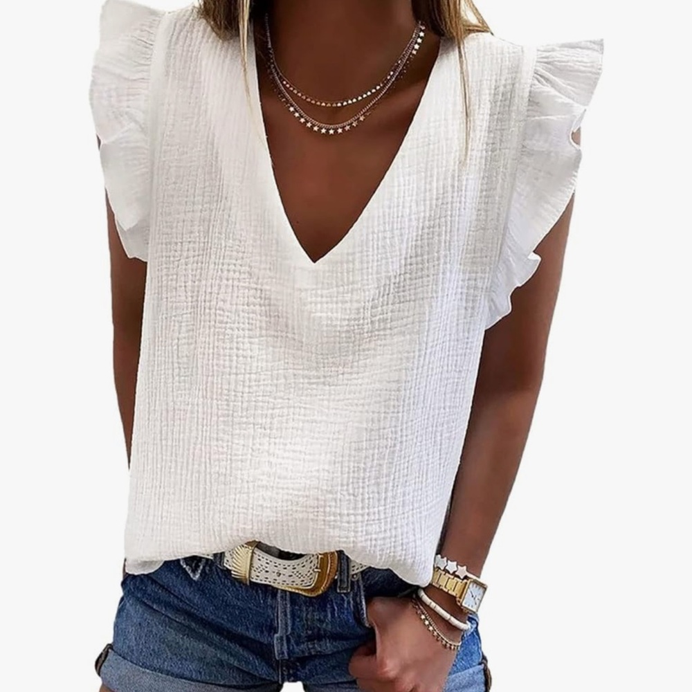 Dokotoo White Ruffle Blouse